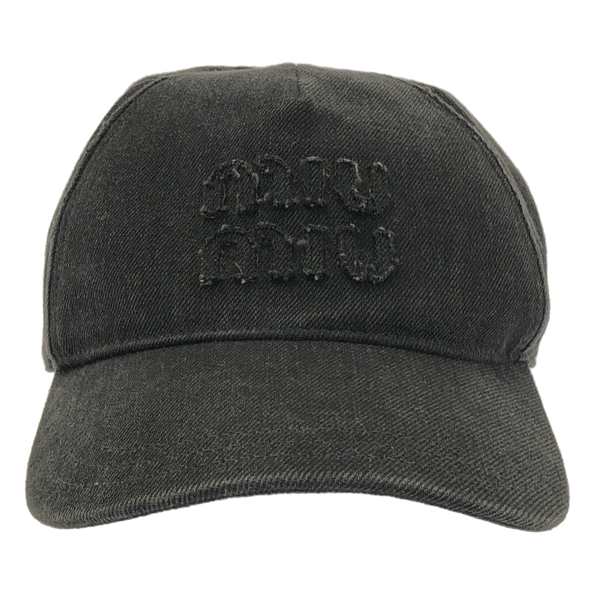 miu miu / ミュウミュウ ロゴ ブラックデニム ベースボール キャップ 帽子 / ベルクロ調整可 / 5HC179