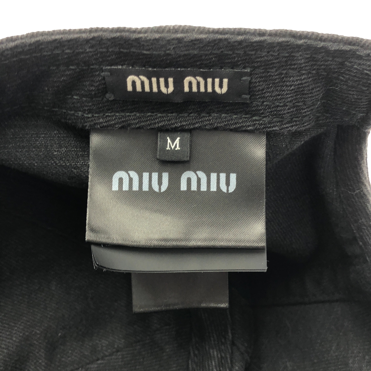 miu miu / ミュウミュウ ロゴ ブラックデニム ベースボール キャップ 帽子 / ベルクロ調整可 / 5HC179