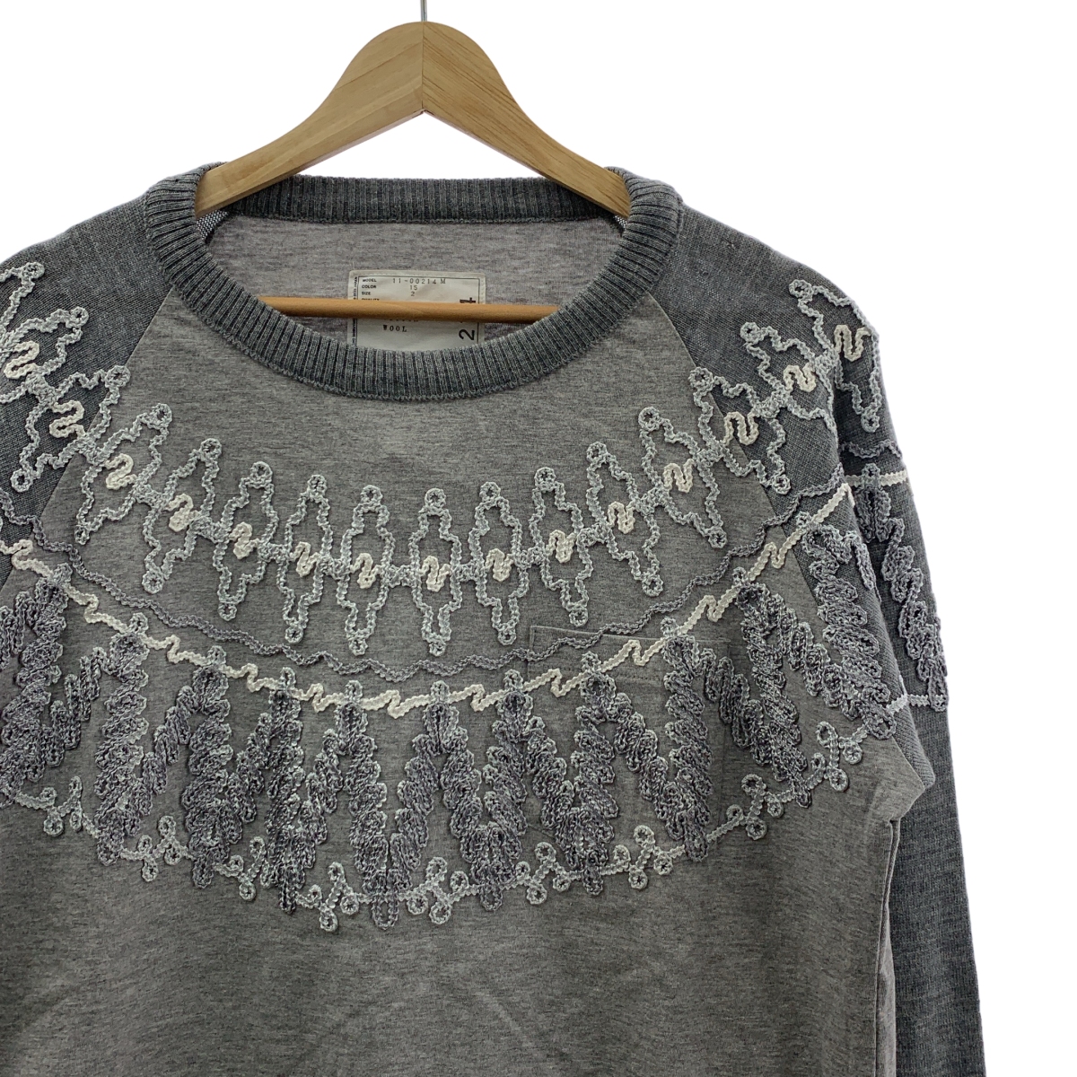 sacai / サカイ ノルディック柄 刺しゅう ニットドッキング ロングスリーブTシャツ