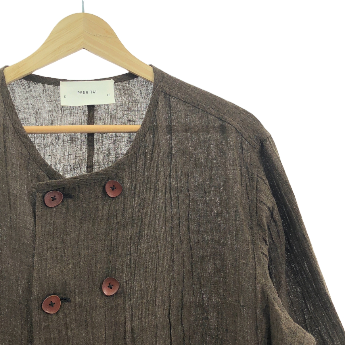 その他 「RN DB SHIRT」リネン ノーカラーシャツ