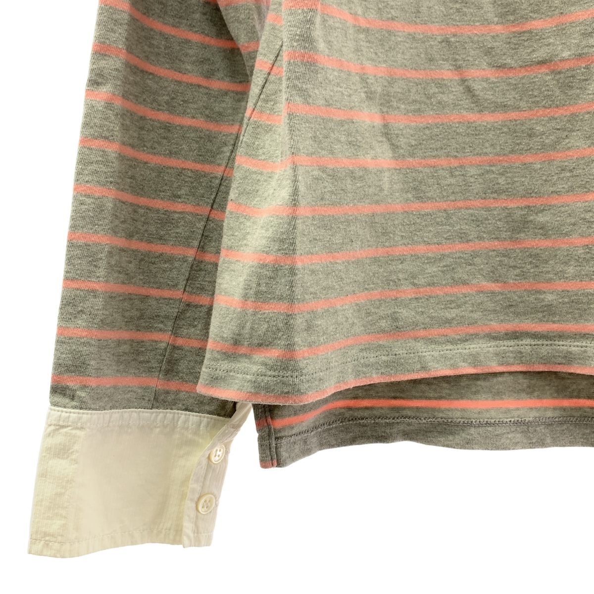 BALENCIAGA / バレンシアガ ナイロン切替 ボーダー ロングスリーブ ポロシャツ