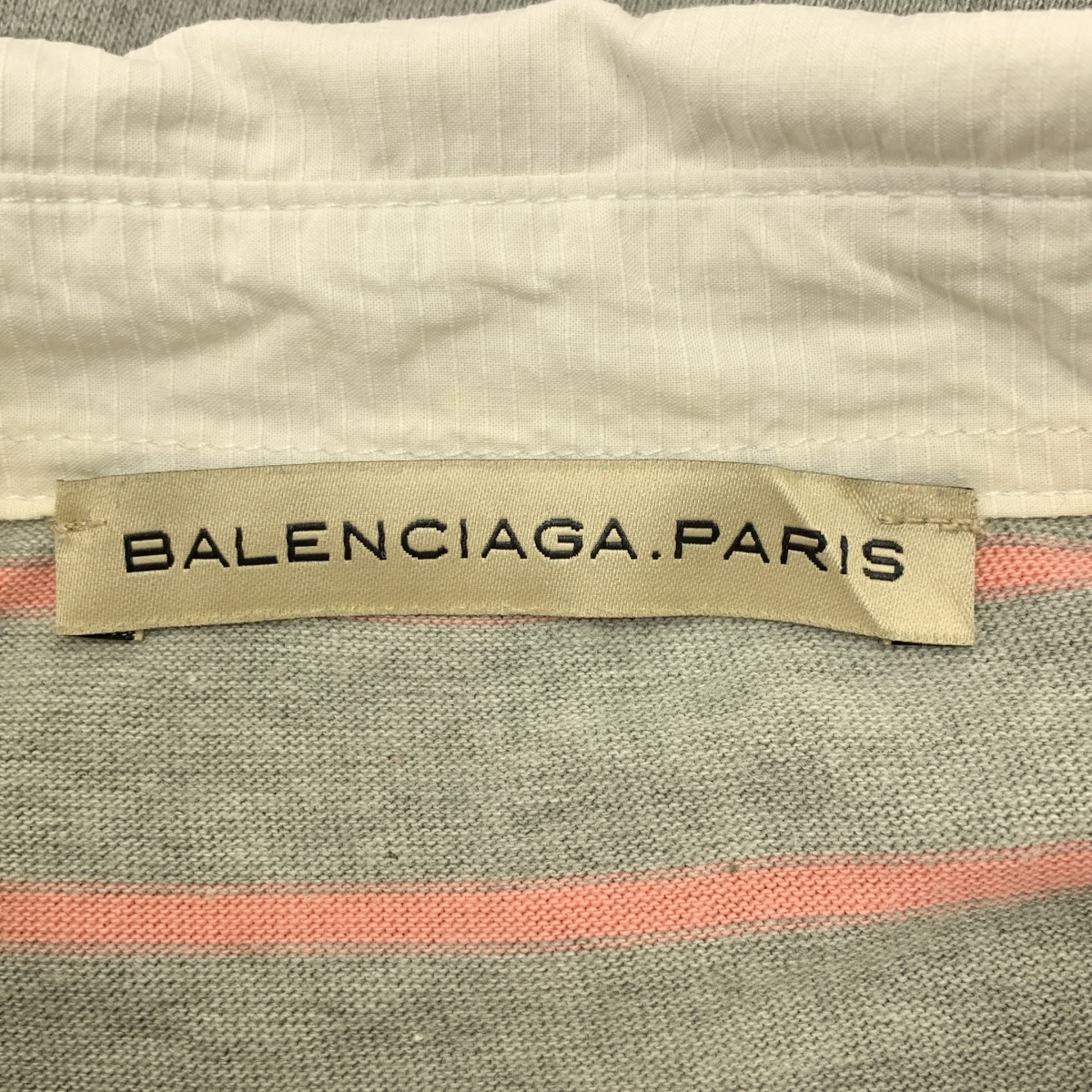 BALENCIAGA / バレンシアガ ナイロン切替 ボーダー ロングスリーブ ポロシャツ