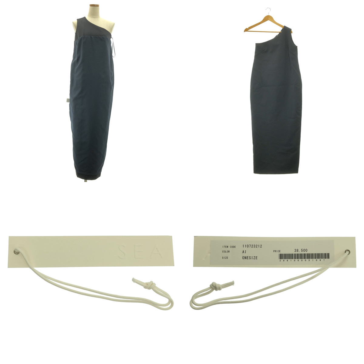 SEA / シー ダブルフェイス ワンショルダー ドレス ワンピース / 総裏地