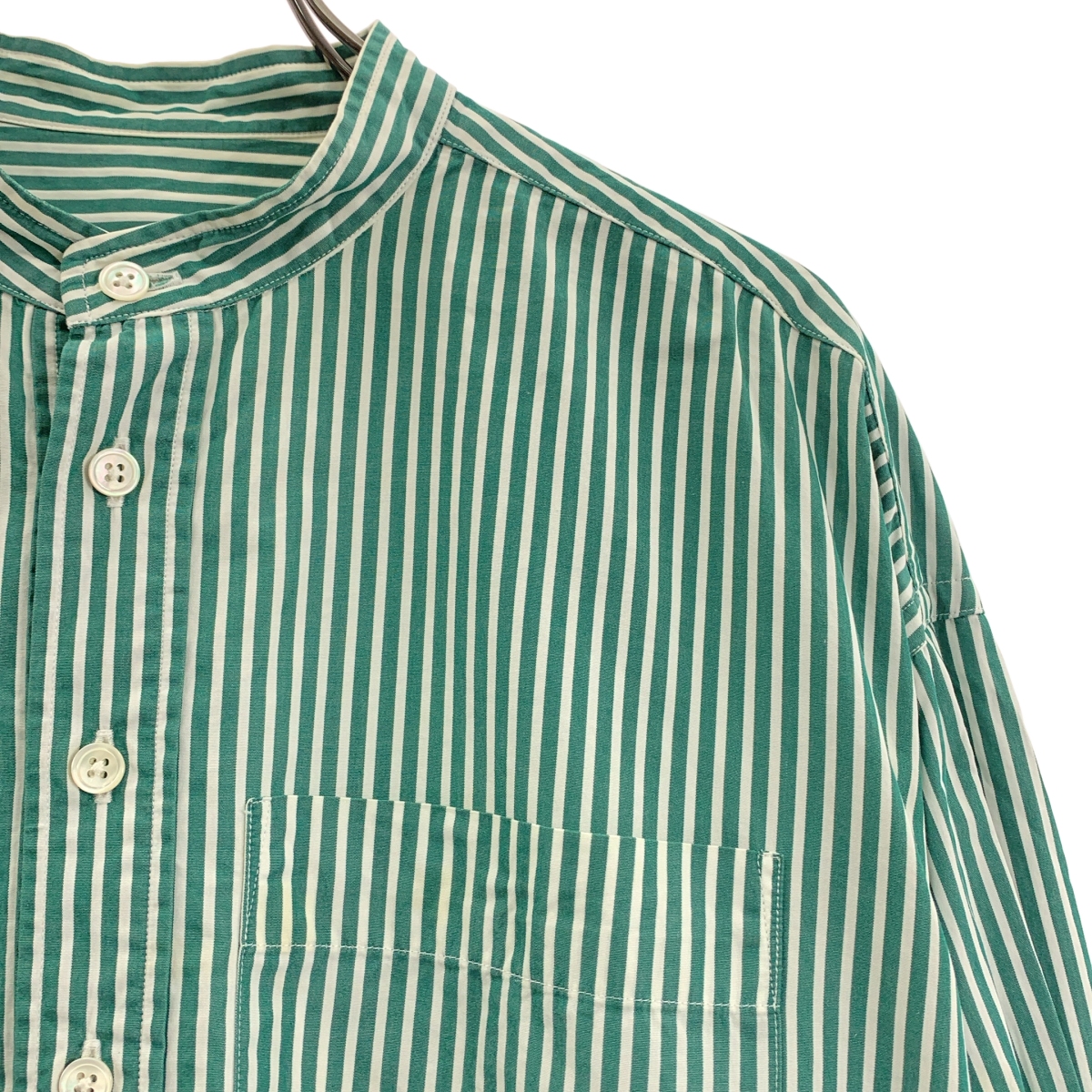 その他 コットンブロード ストライプ スタンドカラーシャツワンピース