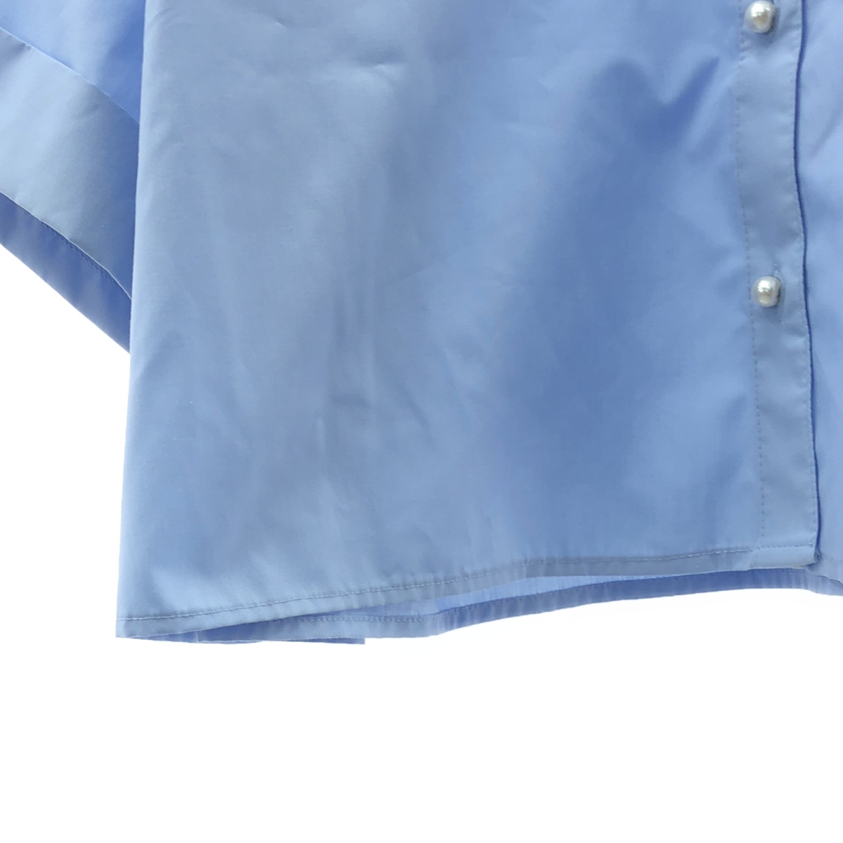 CADUNE / カデュネ パールボタン 半袖 クロップドシャツ