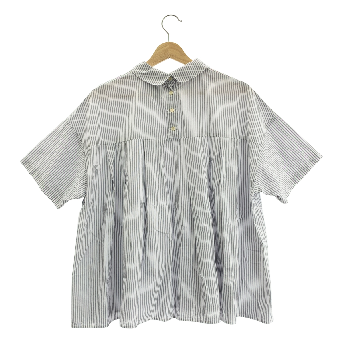 休日と詩 / キュウジツトウタ ストライプ ボリューム シャツ ブラウス