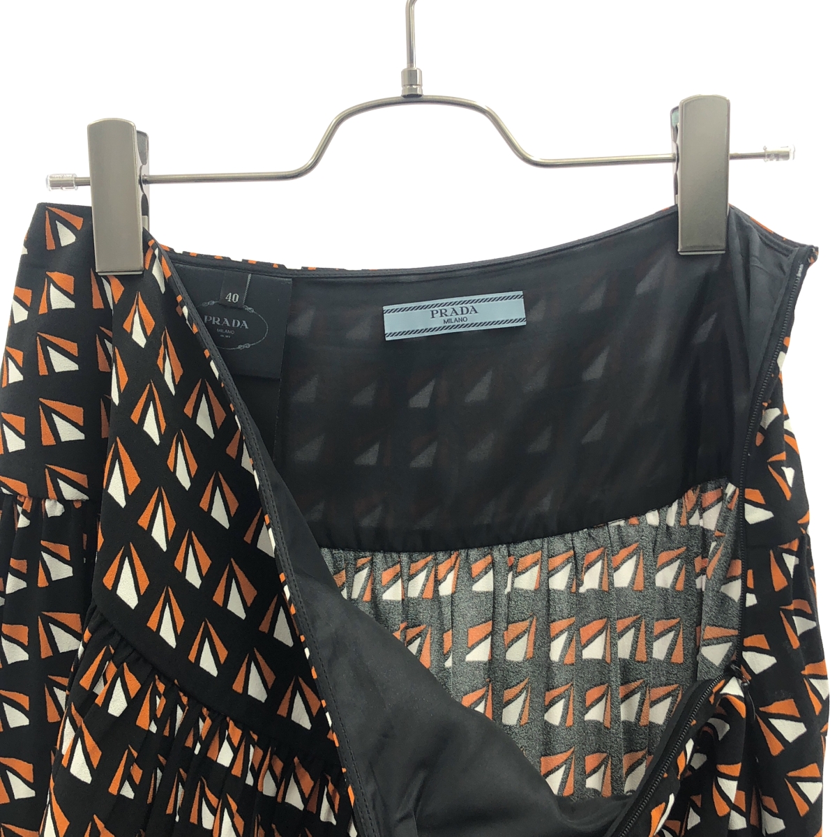 PRADA / プラダ ギャザー 総柄 フレアスカート