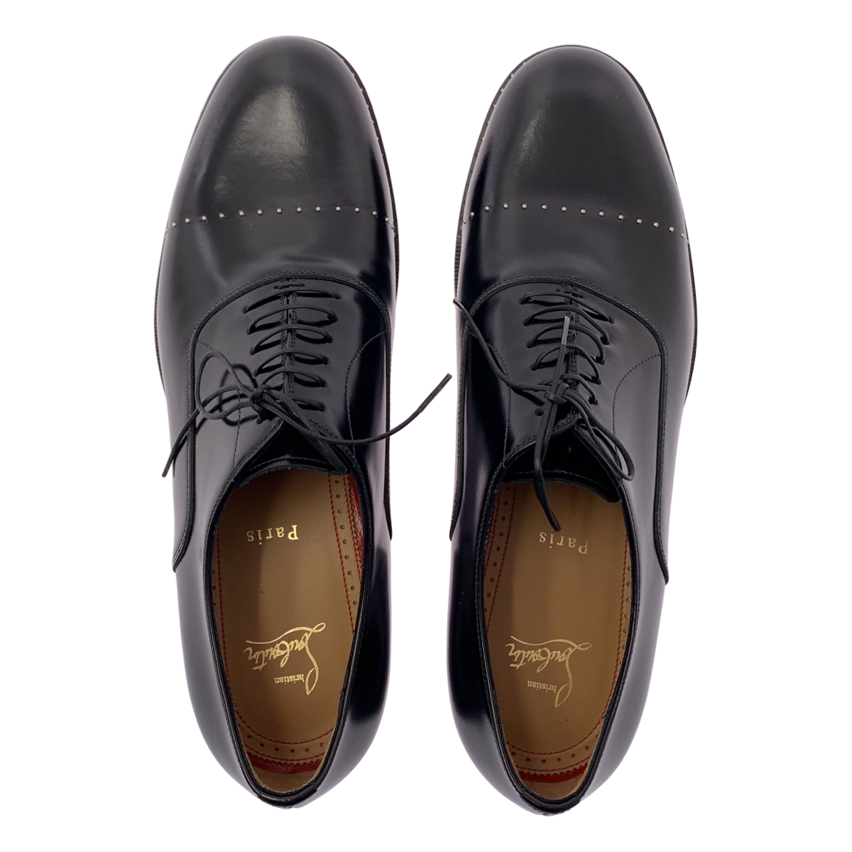 Christian Louboutin / クリスチャンルブタン LARRIEU FLAT カーフレザー スタッズ ストレートチップ ドレスシューズ