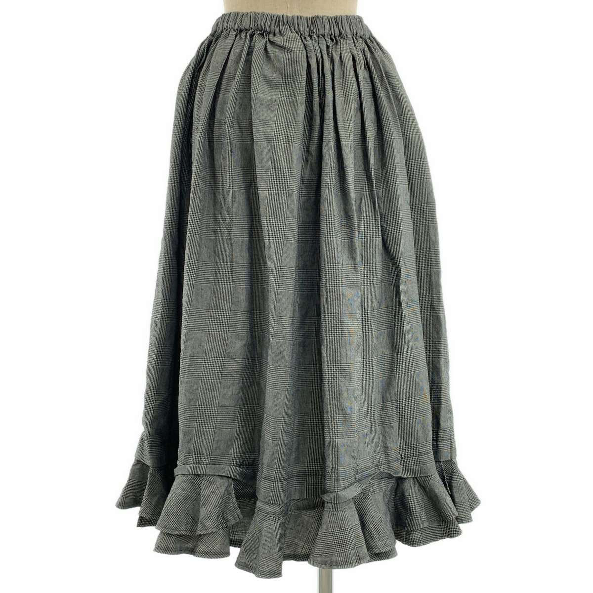 tricot COMME des GARCONS / トリココムデギャルソン ポリエステル 製品加工 総柄 裾フリル ウエストゴム ギャザー ボリューム スカート