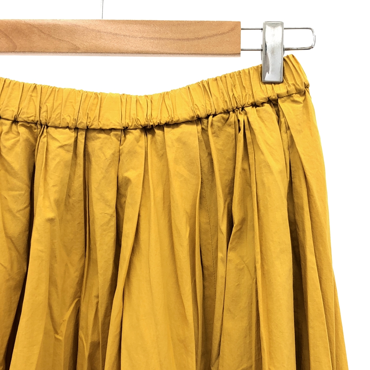 Drawer / ドゥロワー 裾サテン コットン ギャザー フレアスカート