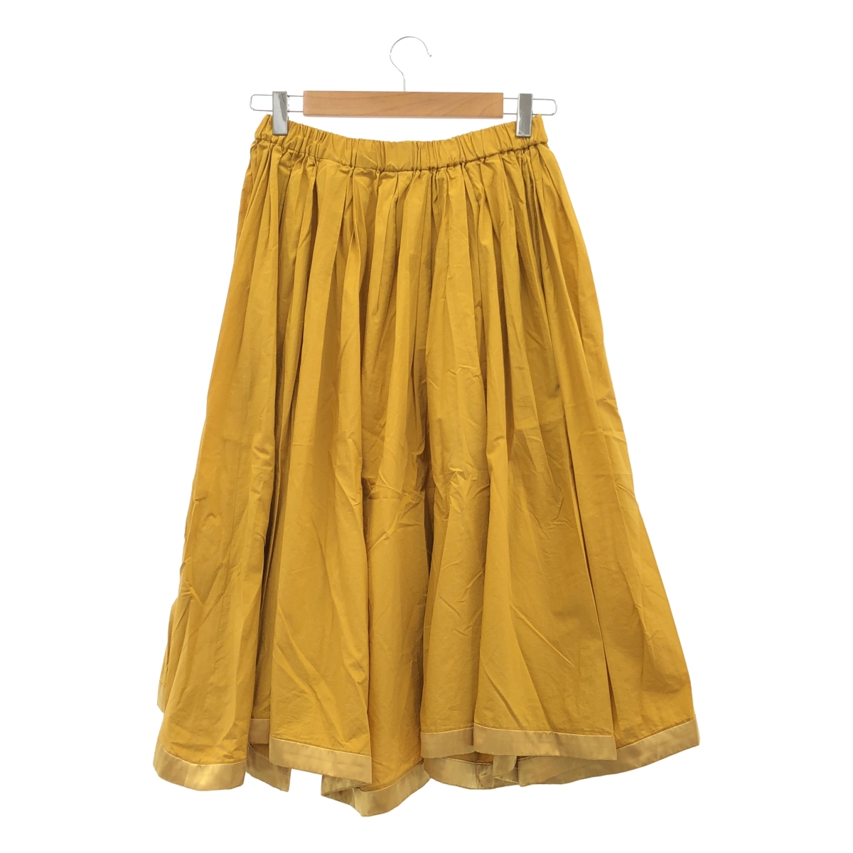 Drawer / ドゥロワー 裾サテン コットン ギャザー フレアスカート