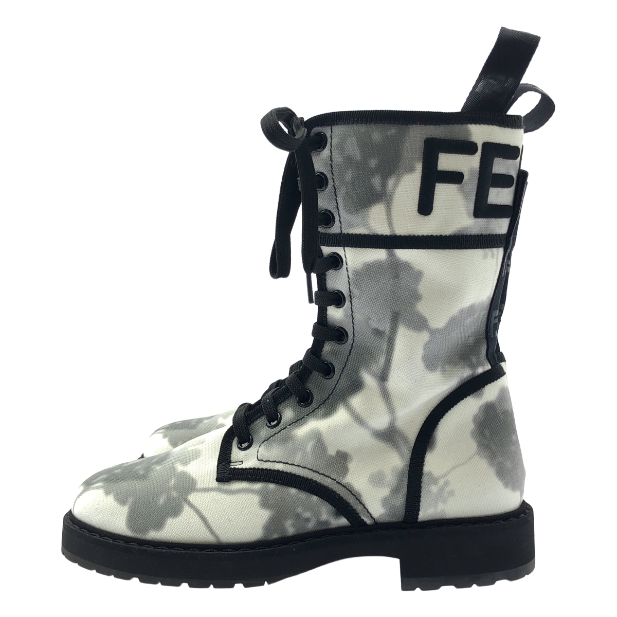 FENDI / フェンディ キャンバス フローラル レースアップブーツ