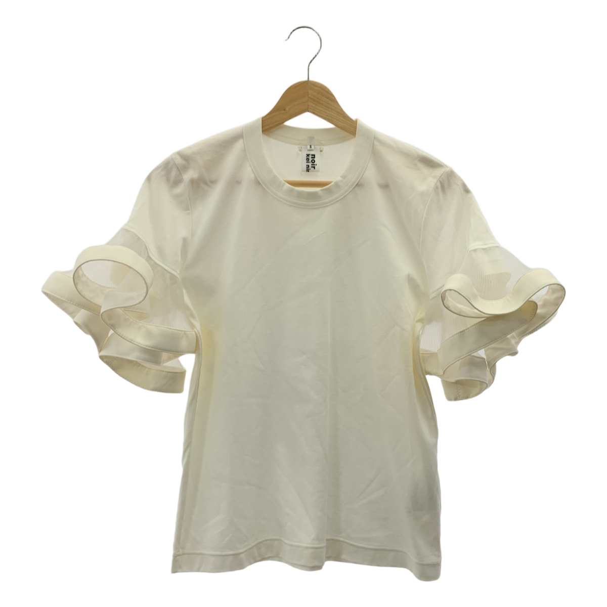 noir kei ninomiya / ノワールケイニノミヤ フェイクレザー切替 シアー 変形スリーブ Tシャツ カットソー