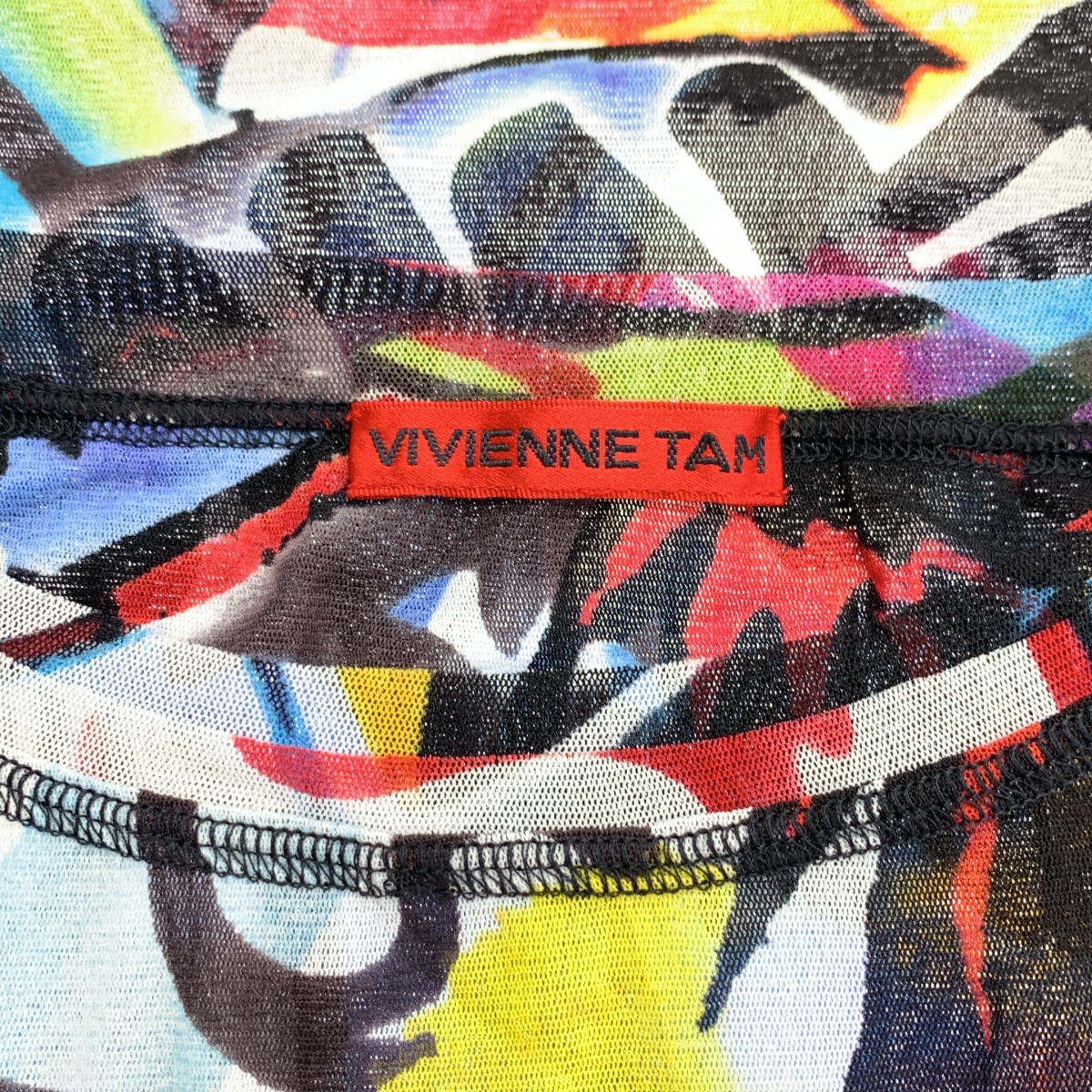 VIVIENNE TAM / ヴィヴィアンタム 総柄 パンダ スリット シアー ワンピース