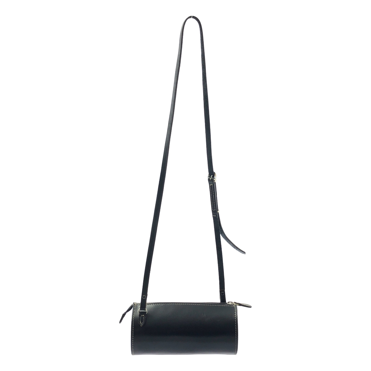 COURREGES / クレージュ ドラム型 ステッチ レザー ショルダーバッグ