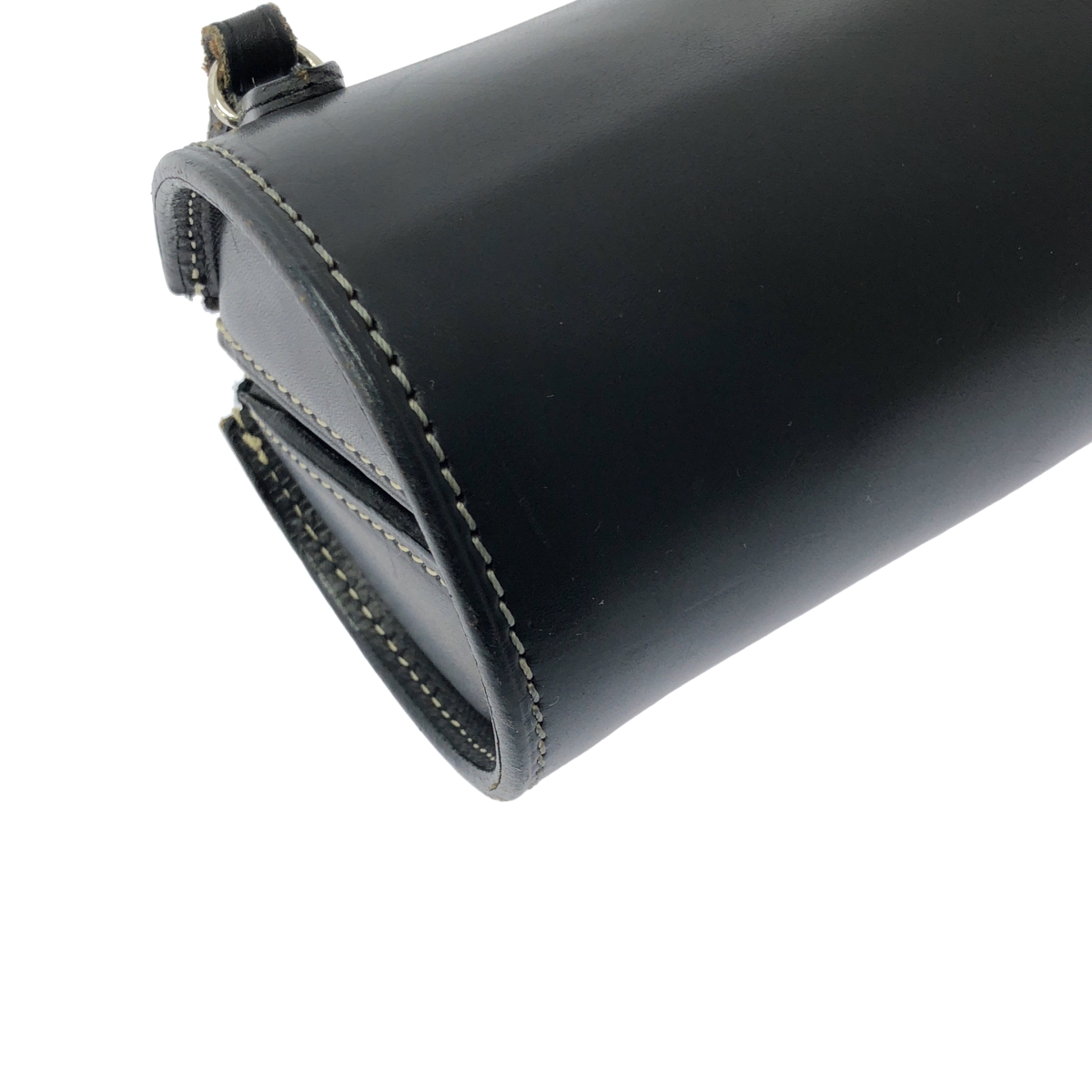 COURREGES / クレージュ ドラム型 ステッチ レザー ショルダーバッグ