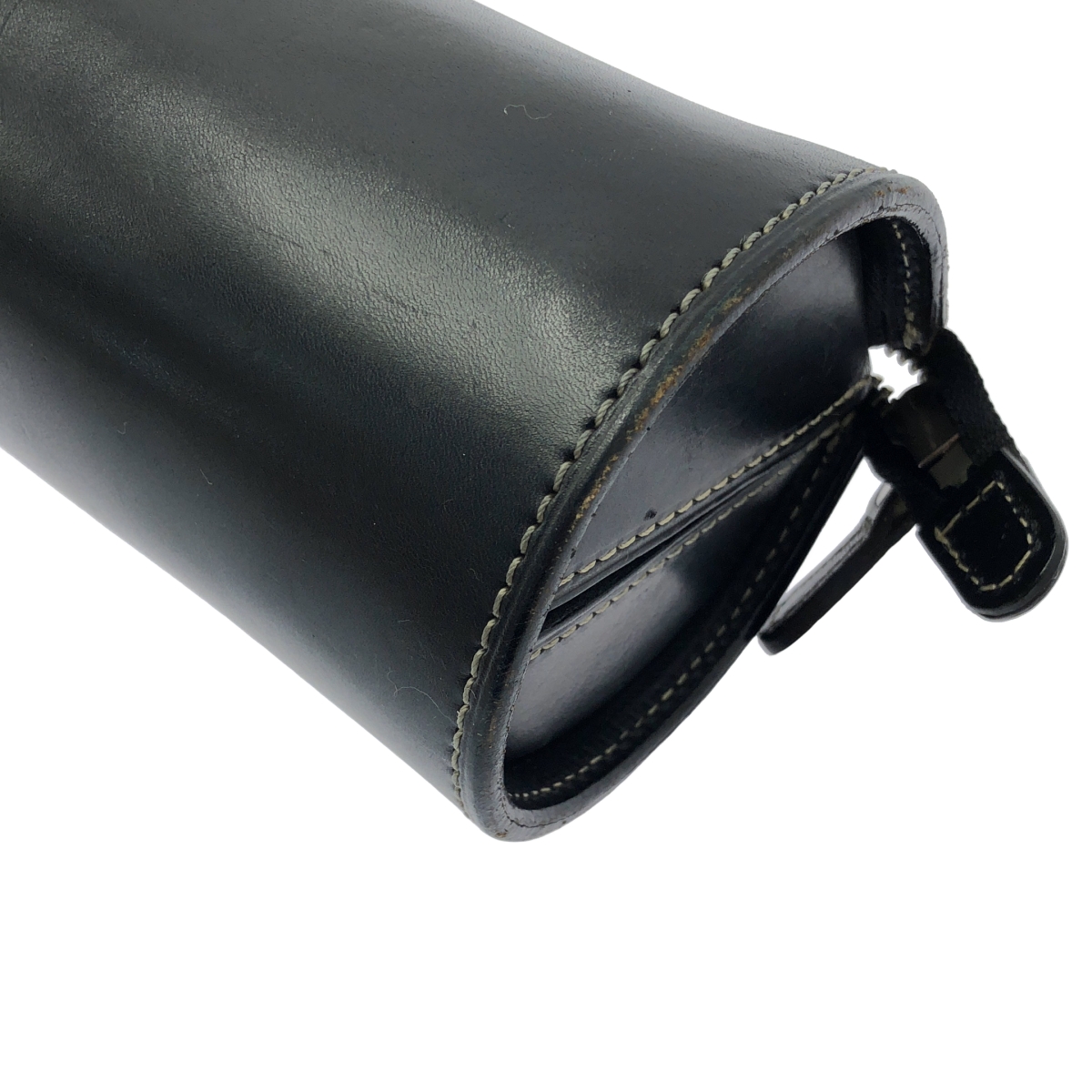 COURREGES / クレージュ ドラム型 ステッチ レザー ショルダーバッグ