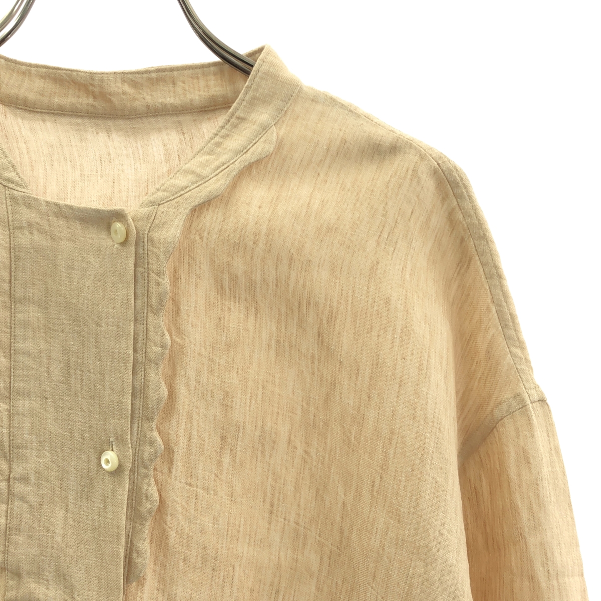 その他 リネン ヘンリーネック ブラウス