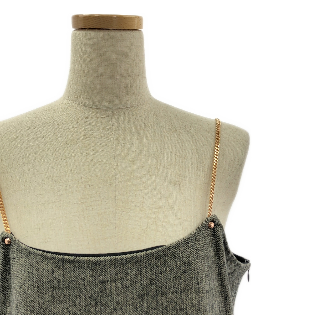 SUÉSADA / スエサダ ヘリンボーン チェーン スリットワンピース