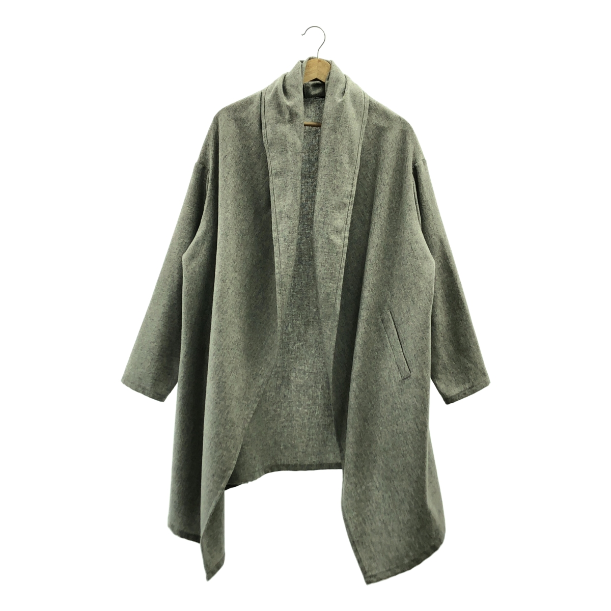 mizuiroind / ミズイロインド ウール ボタンレス オーバー ガウン コート フーディ