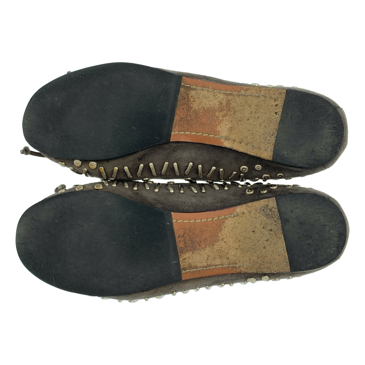 ALAIA / アライア スエードレザー スタッズ リボン バレリーナ フラットシューズ