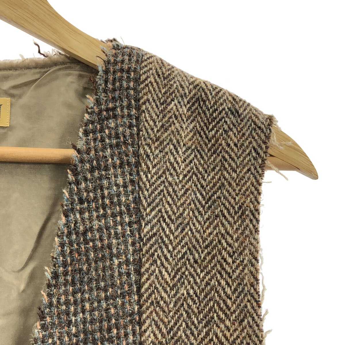 MALION vintage / マリオンヴィンテージ ツイード サイドギャザー パッチワークベスト