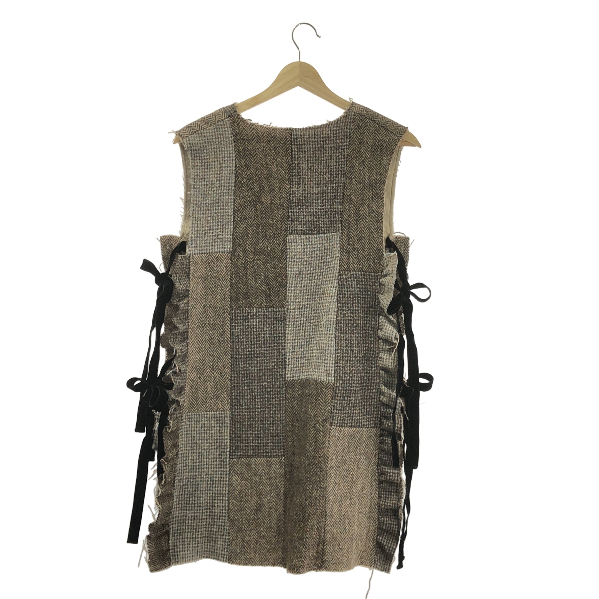MALION vintage / マリオンヴィンテージ ツイード サイドギャザー パッチワークベスト
