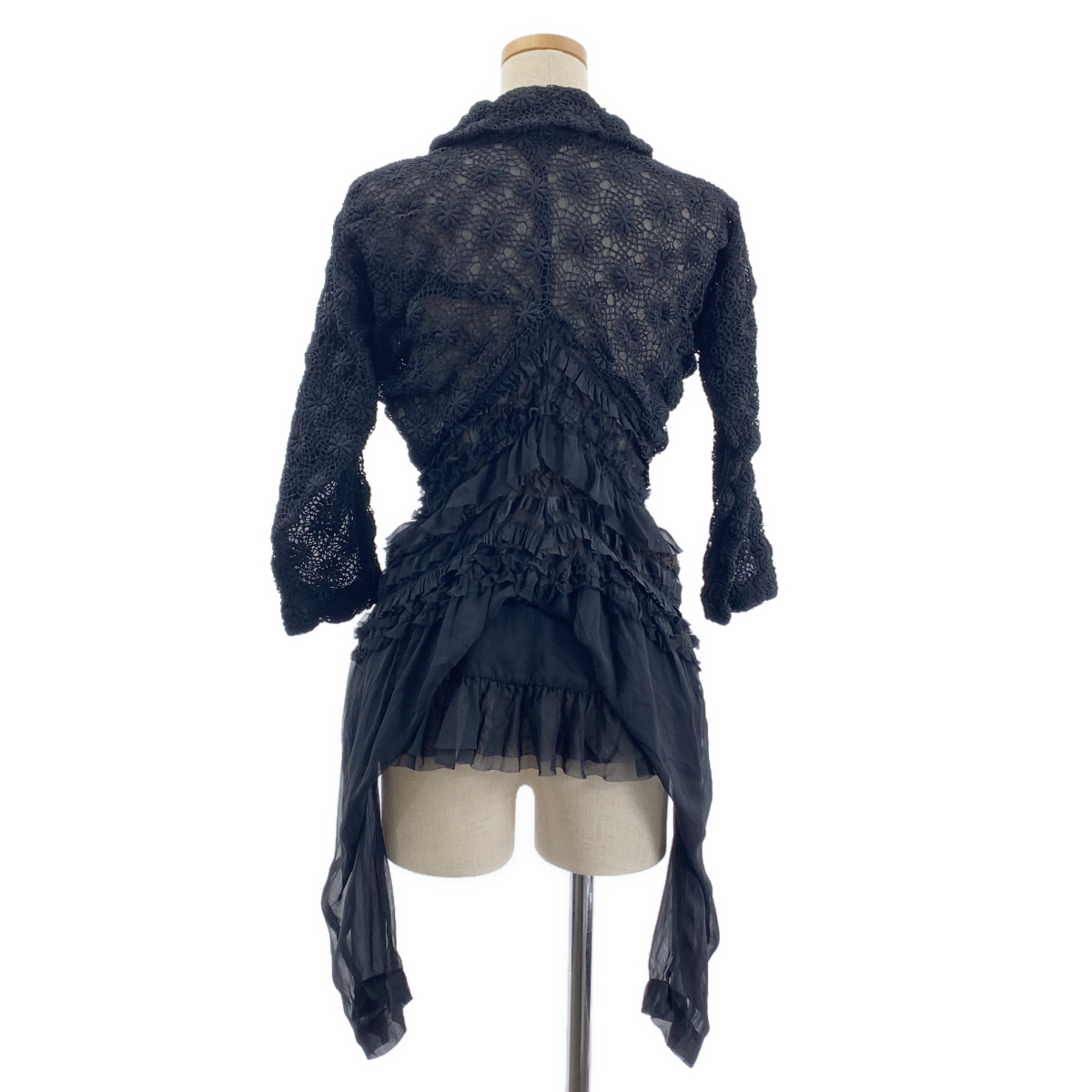 COMME des GARCONS / コムデギャルソン ポリエステル 縮絨 変形 フリル装飾 シアー ロング ジャケット