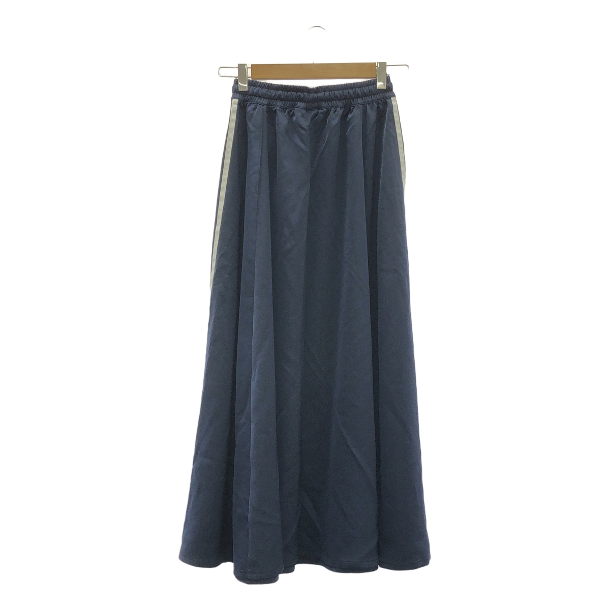 adidas / アディダス LONG SATIN SKIRT / FL0045 サイドライン ドローストリング ロング サテン スカート