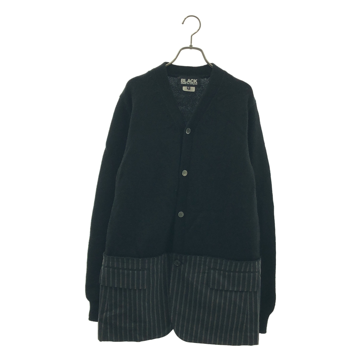 BLACK COMME des GARCONS / ブラックコムデギャルソン ストライプ 異素材 切替 ドッキング ニット カーディガン ジャケット
