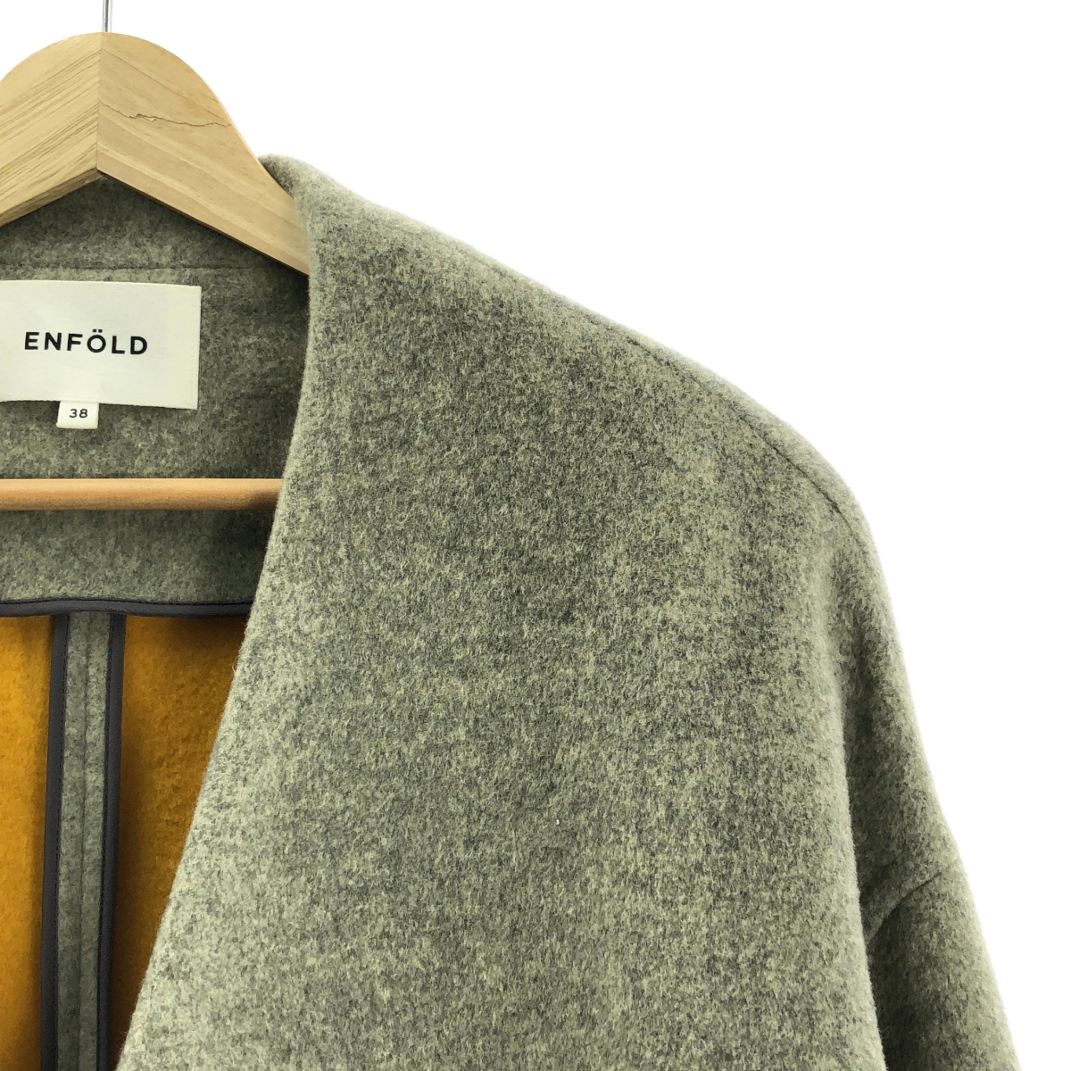ENFOLD / エンフォルド ウール ソフトリバー ノーカラーコート