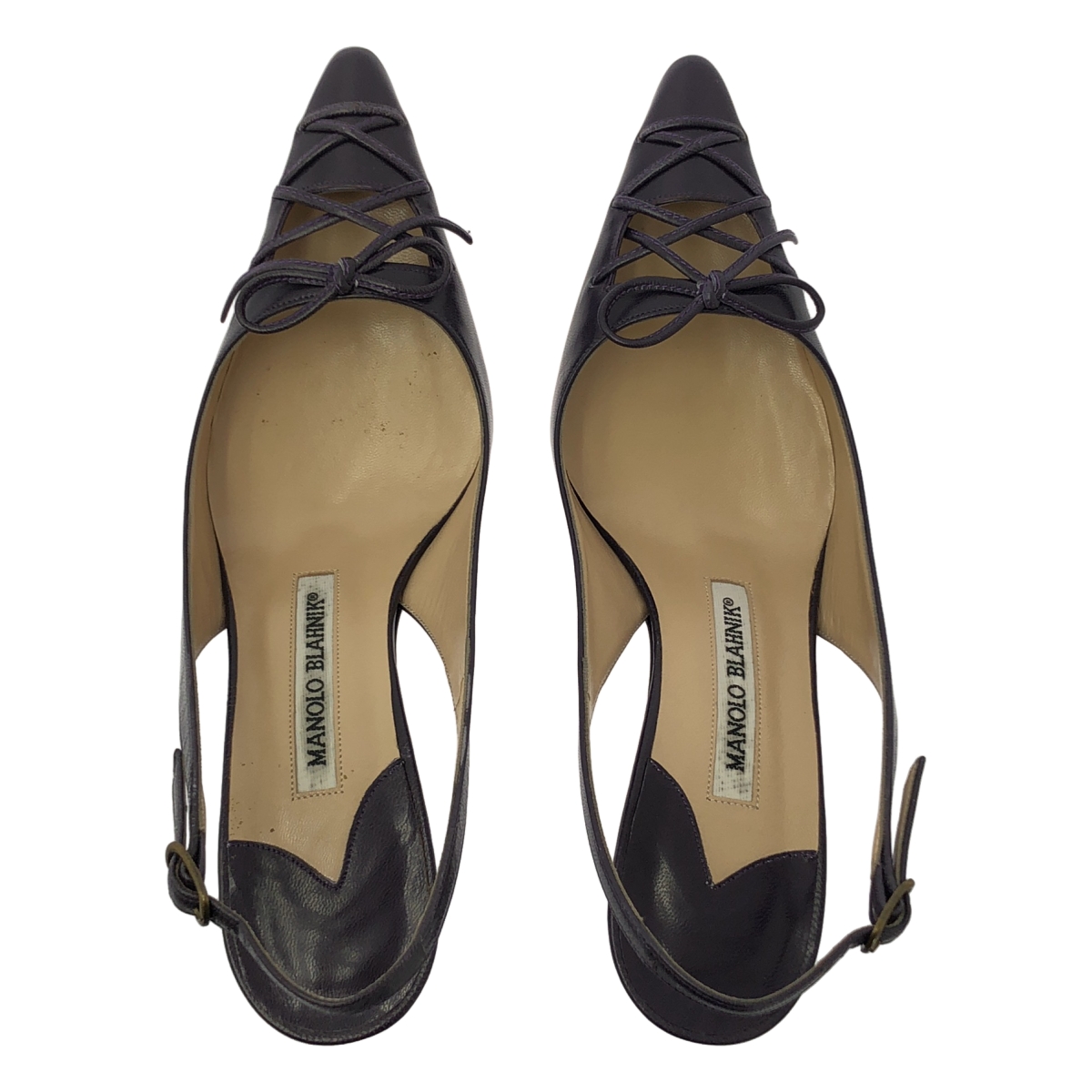 MANOLO BLAHNIK / マノロブラニク レースアップ ポインテッドトゥ パンプス