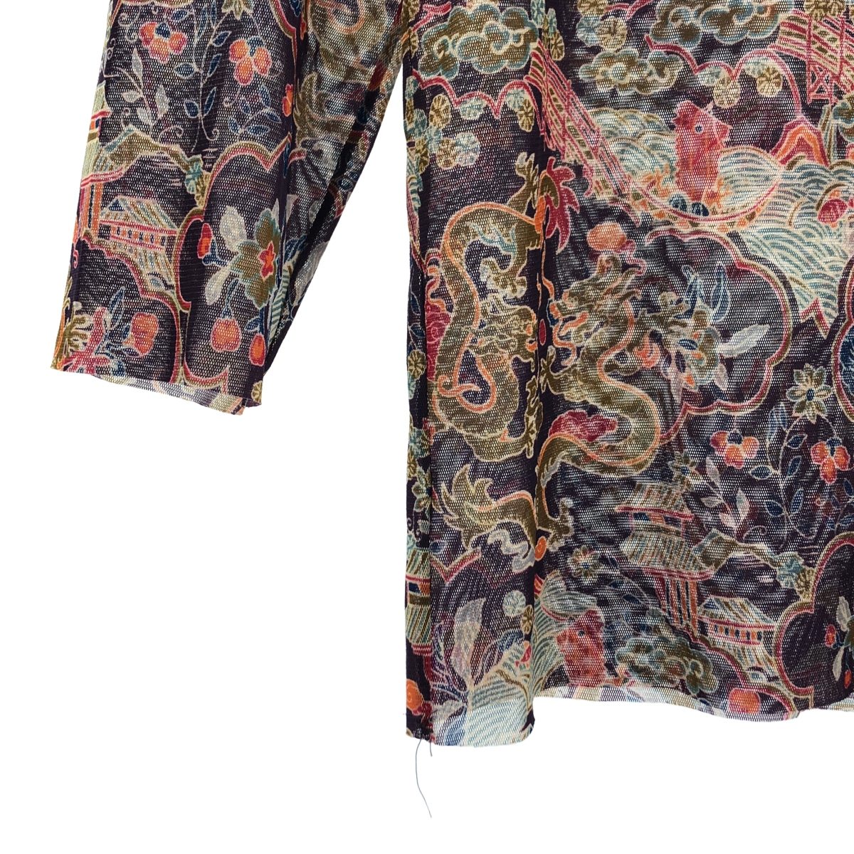 VIVIENNE TAM / ヴィヴィアンタム セットアップ 総柄 シアー チャイナ ブラウス トップス / スリット スカート 裏地付き / キャミソールインナー