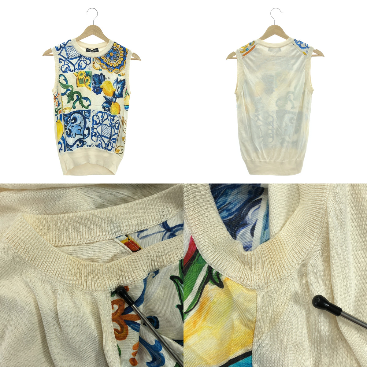 DOLCE&GABBANA / ドルチェ&ガッバーナドルガバ アンサンブル / マヨルカ シルク クルーネック タンクトップ カーディガン