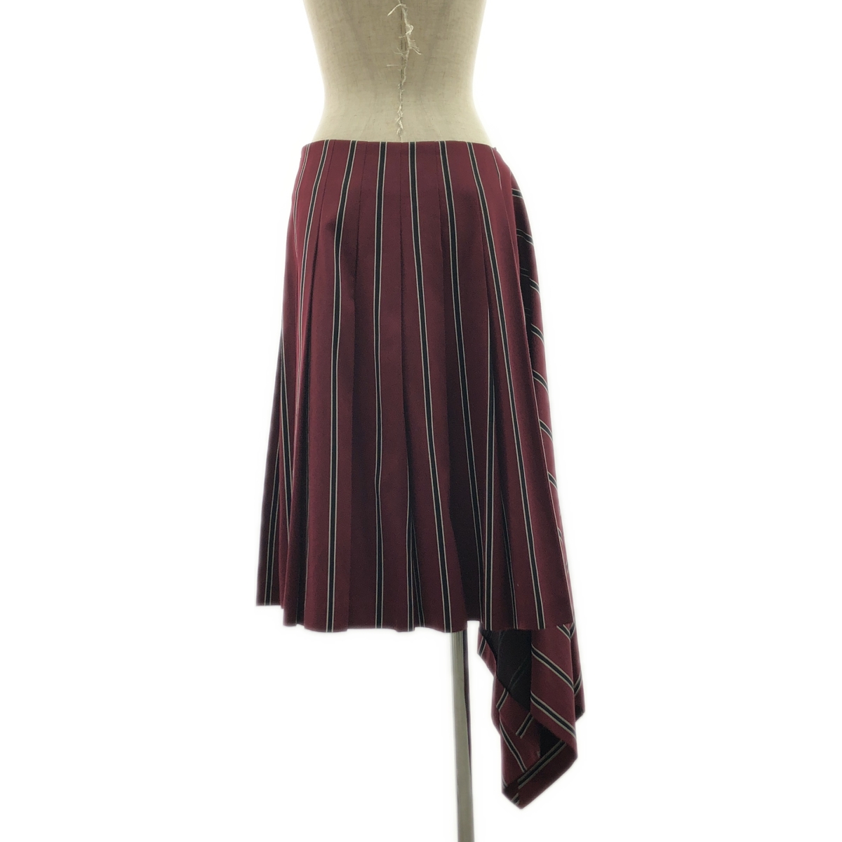 Mulberry / マルベリー コットン ウール アシンメトリー ストライプ スカート