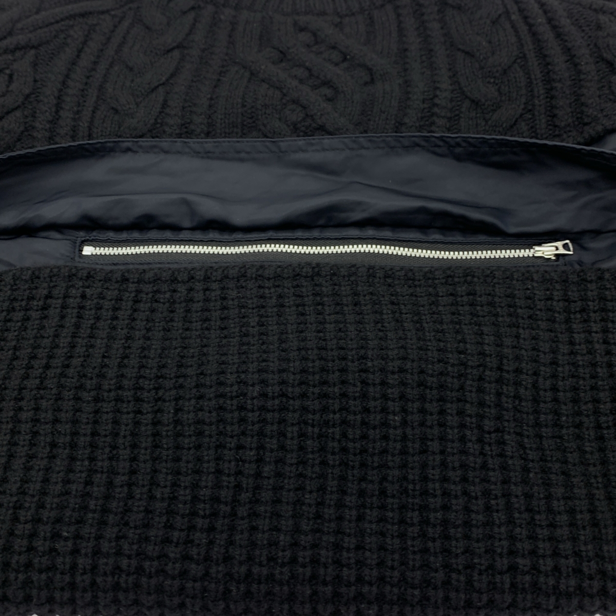 sacai / サカイ 異素材 切替 ドッキング ケーブル ニット セーター