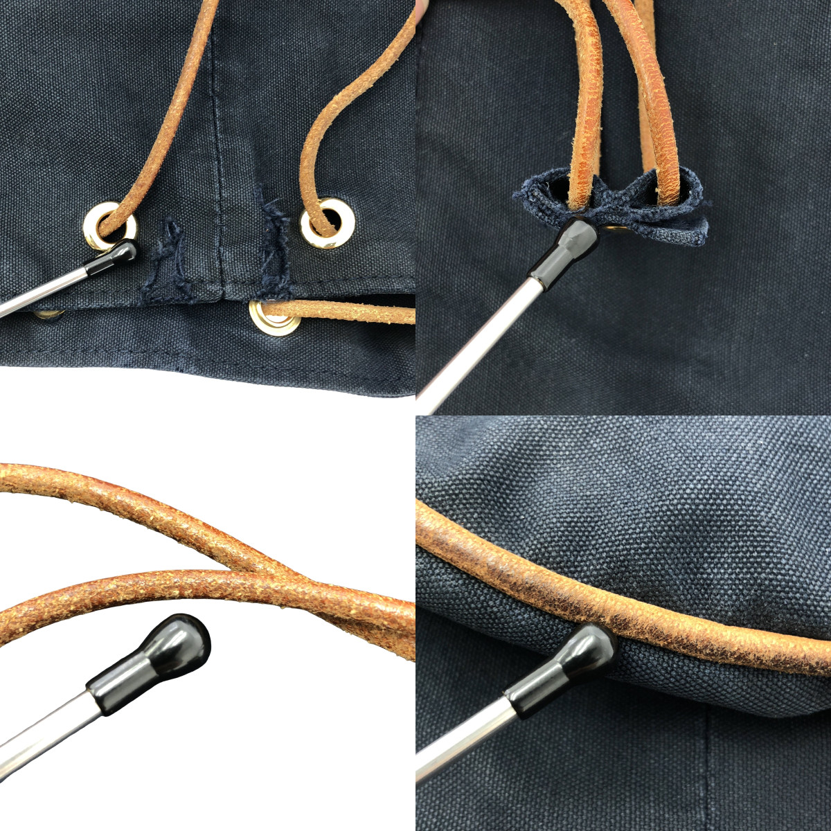 HERMES / エルメス ポロションミミル GM 巾着型 Hロゴ キャンバス ショルダーバッグ
