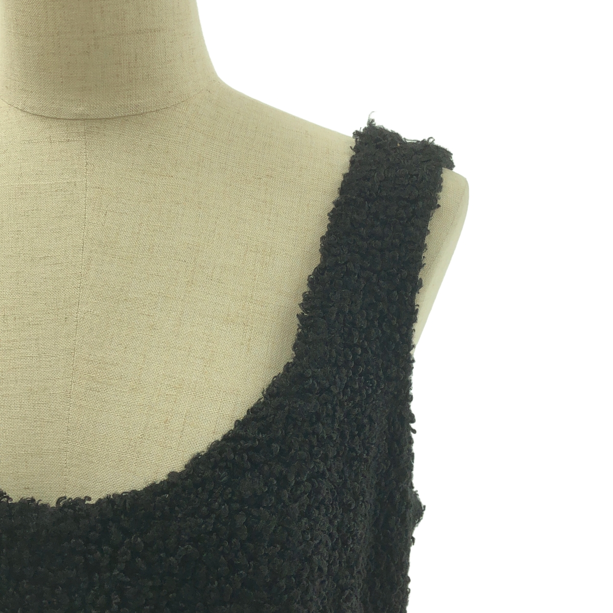 COMME des GARCONS GIRL / コムデギャルソンガール ポリエステル 異素材 切替 染め加工 フェイクファー ドッキング スカラップ ドレス ワンピース