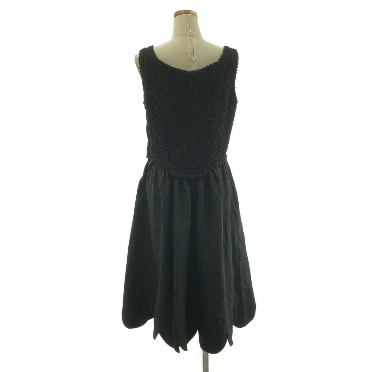 COMME des GARCONS GIRL / コムデギャルソンガール ポリエステル 異素材 切替 染め加工 フェイクファー ドッキング スカラップ ドレス ワンピース