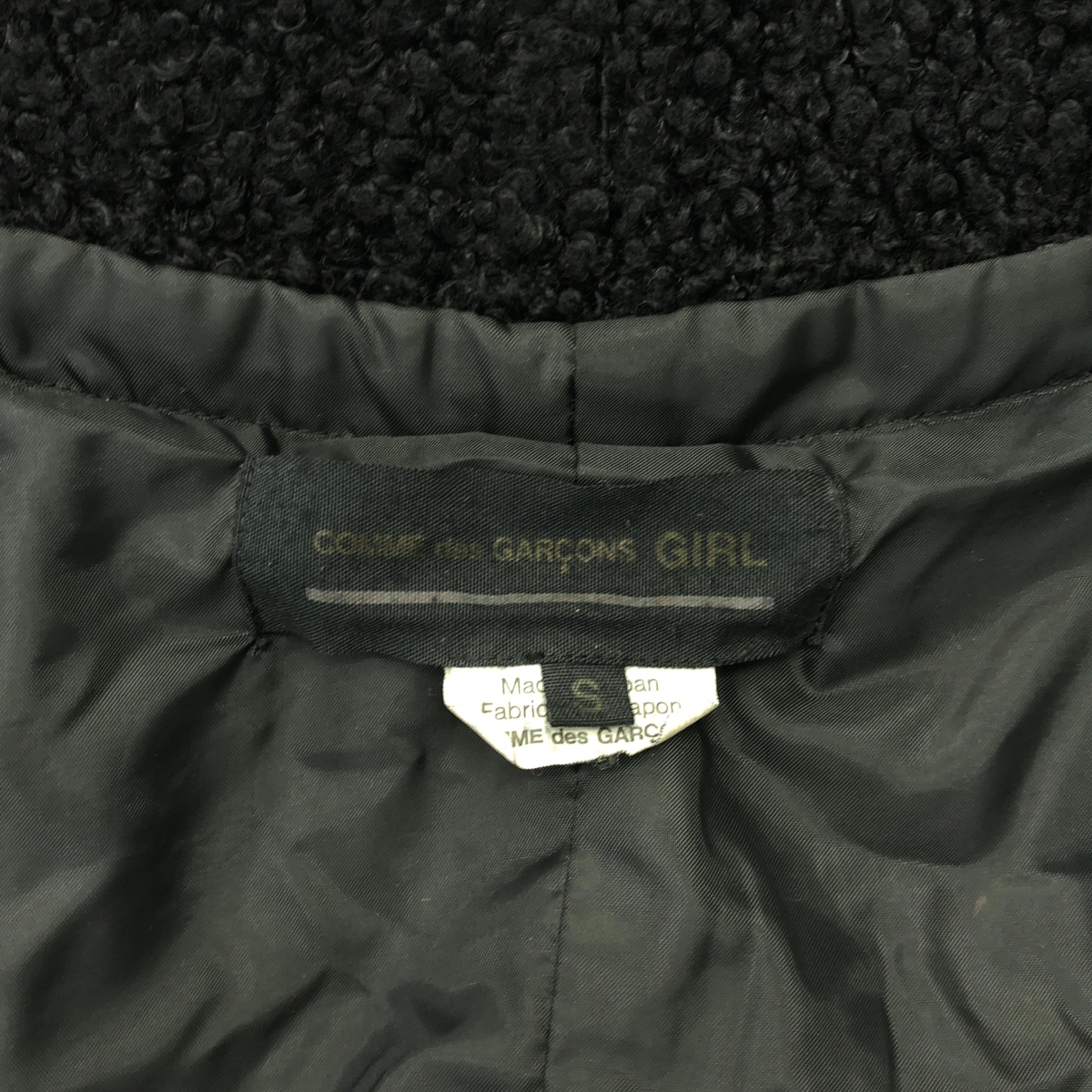 COMME des GARCONS GIRL / コムデギャルソンガール ポリエステル 異素材 切替 染め加工 フェイクファー ドッキング スカラップ ドレス ワンピース