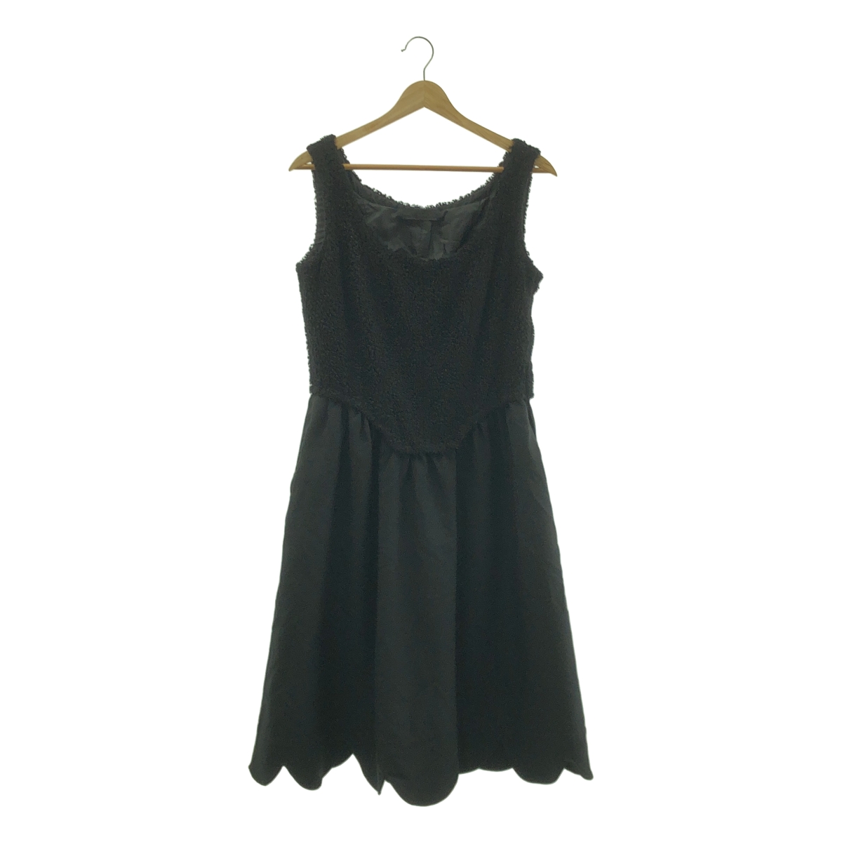 COMME des GARCONS GIRL / コムデギャルソンガール ポリエステル 異素材 切替 染め加工 フェイクファー ドッキング スカラップ ドレス ワンピース