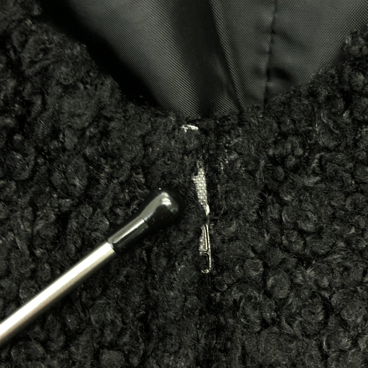 COMME des GARCONS GIRL / コムデギャルソンガール ポリエステル 異素材 切替 染め加工 フェイクファー ドッキング スカラップ ドレス ワンピース