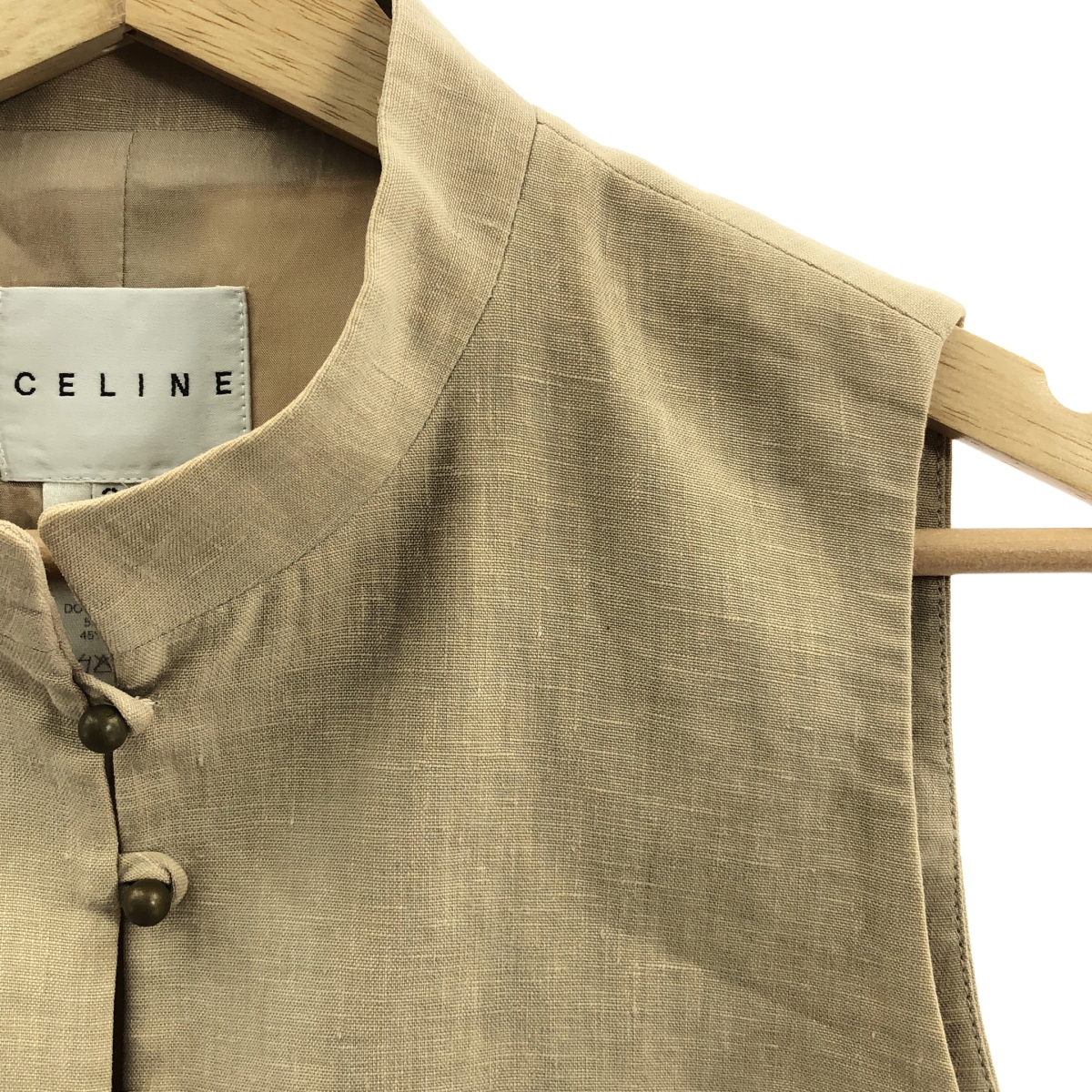 CELINE / セリーヌ リネン ボタン スタンドカラー ベスト