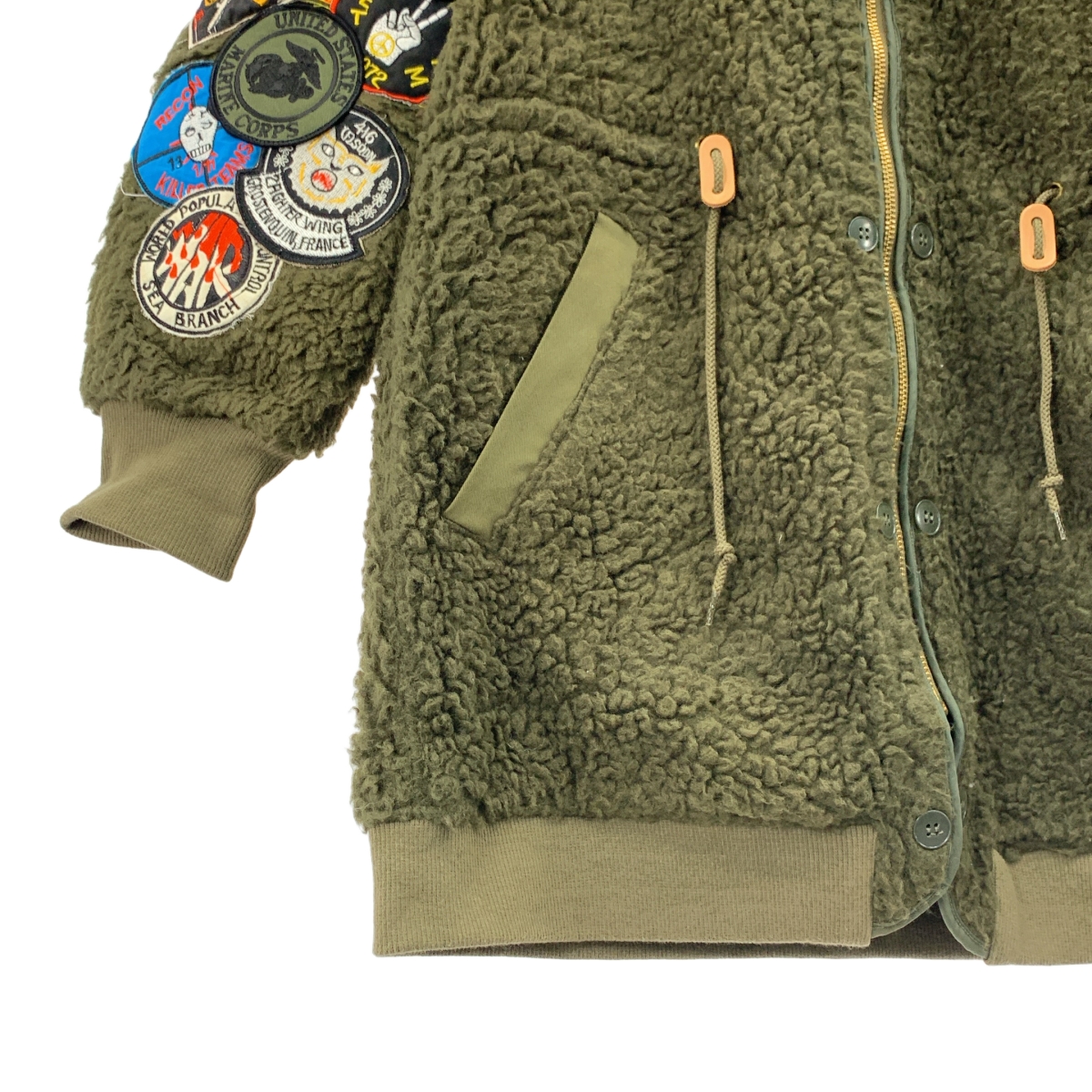 ONE MADE / ワンメイド BOA COAT ワッペン ミリタリー フーデッド ボアコート