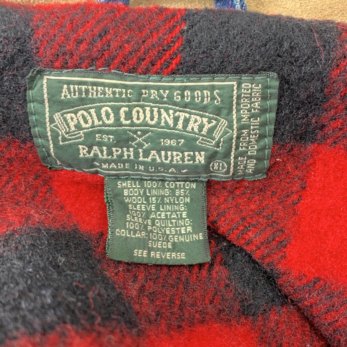 RALPH LAUREN / ラルフローレン POLO COUNTRY / usa製 ロゴレザーパッチ デニム ジャケット / ブランケット