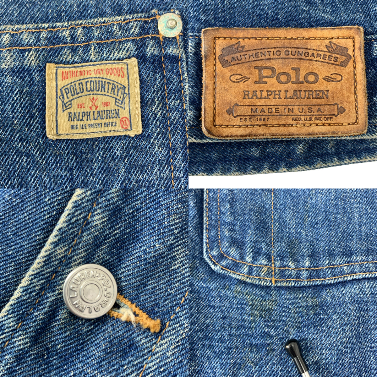 RALPH LAUREN / ラルフローレン POLO COUNTRY / usa製 ロゴレザーパッチ デニム ジャケット / ブランケット