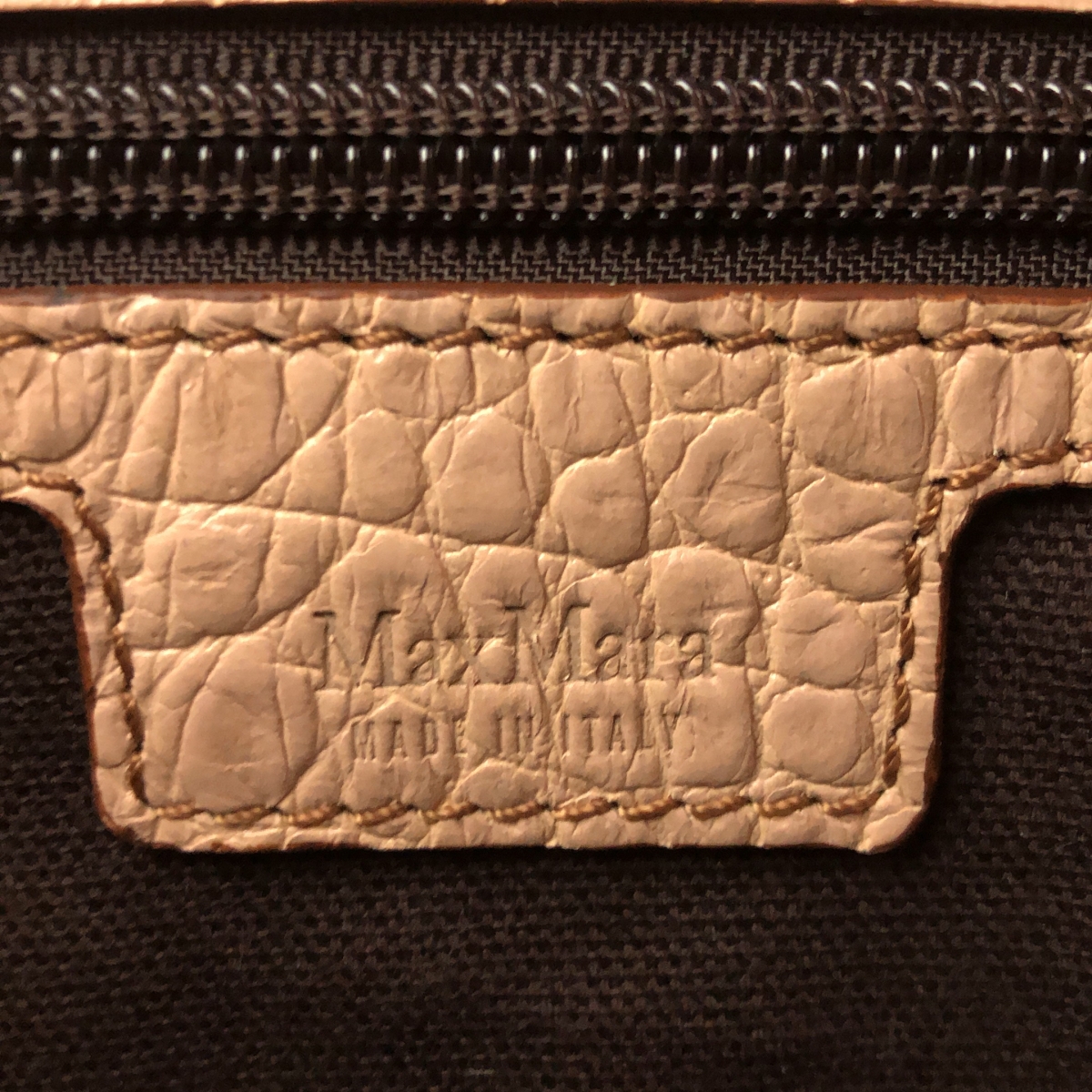 Max Mara / マックスマーラ レザー クロコ型押し ショルダーストラップ付 バッグ