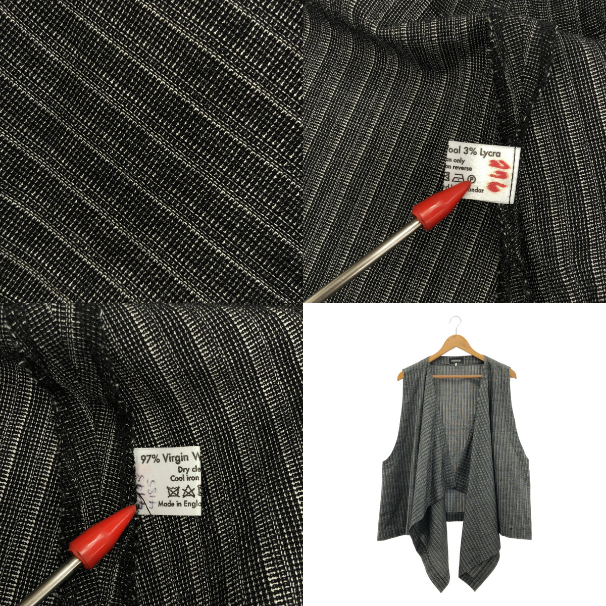 その他 変形 ボタンレス オーバー ジレ ベスト