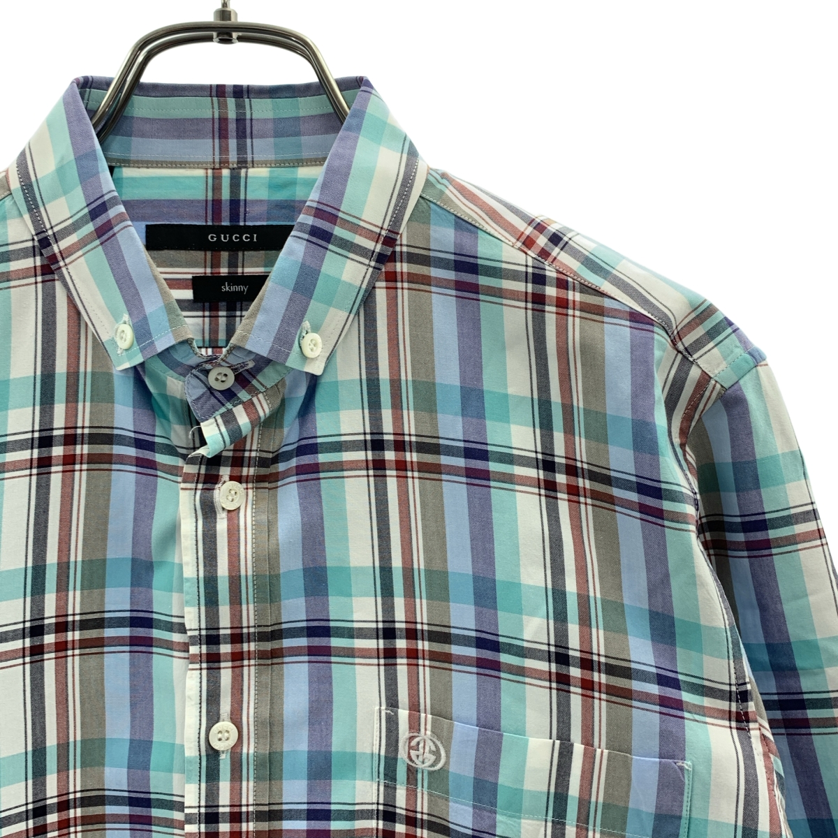 GUCCI / グッチ コットン GG 刺しゅう チェックシャツ