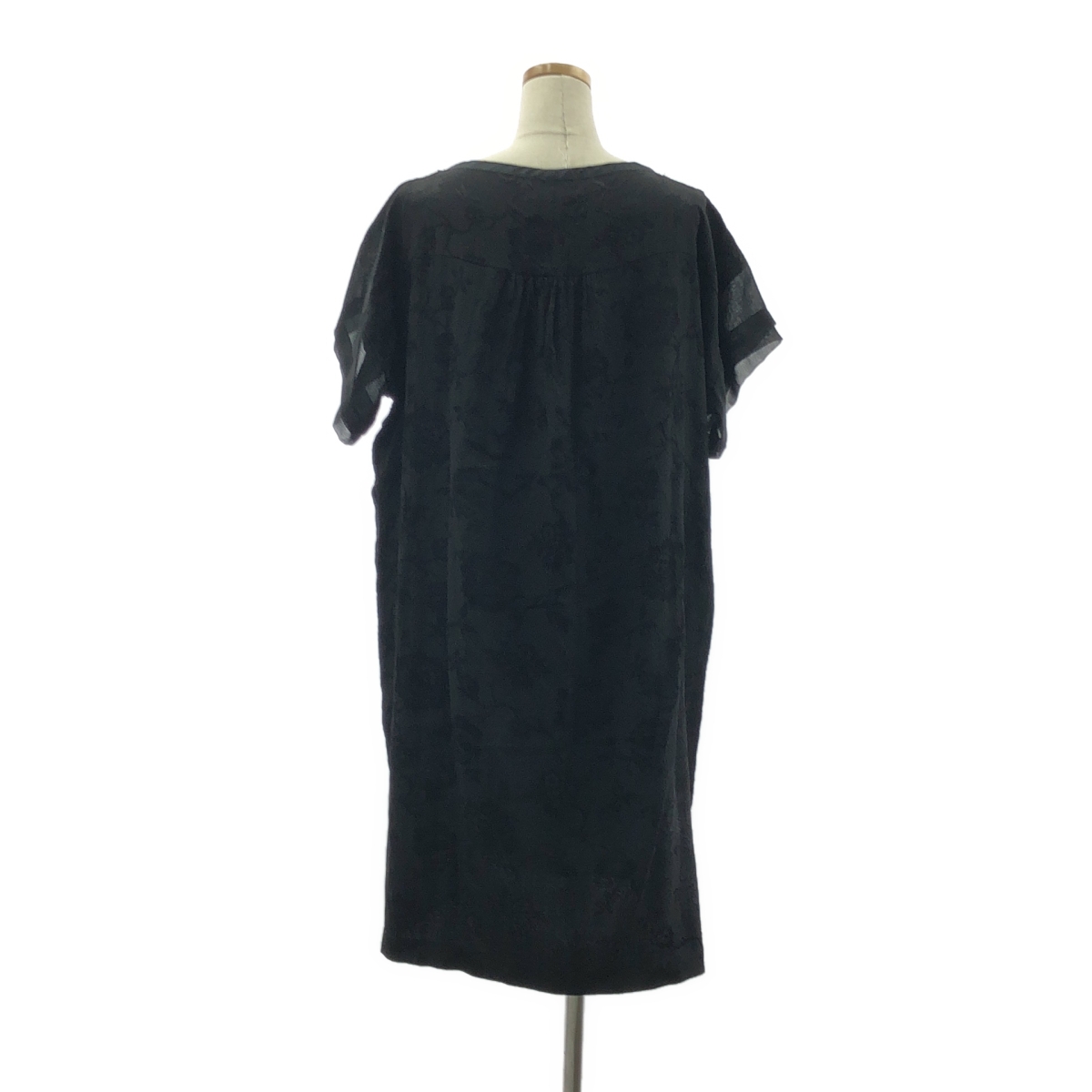 tricot COMME des GARCONS / トリココムデギャルソン レーヨン ジャガード フラワー バックギャザー リボン ワンピース